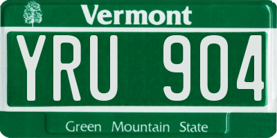 VT license plate YRU904