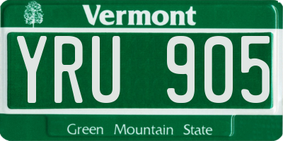 VT license plate YRU905