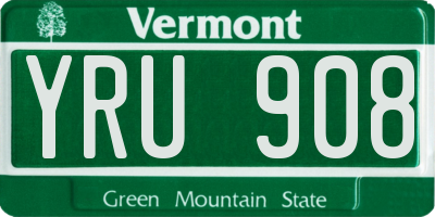 VT license plate YRU908