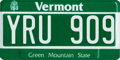 VT license plate YRU909