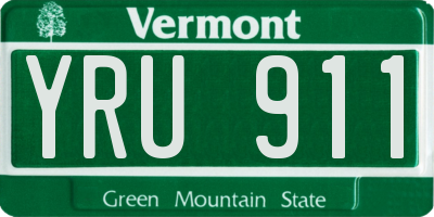 VT license plate YRU911