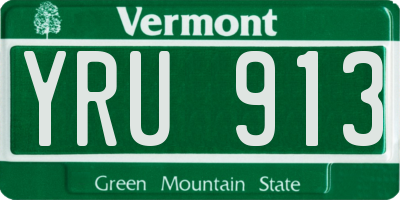 VT license plate YRU913
