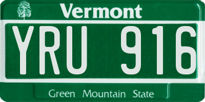 VT license plate YRU916