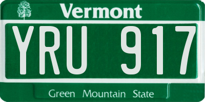 VT license plate YRU917