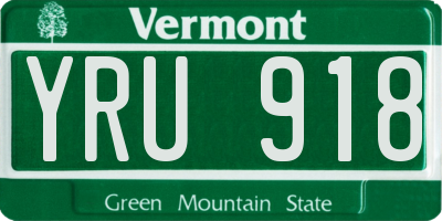 VT license plate YRU918