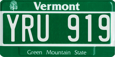 VT license plate YRU919
