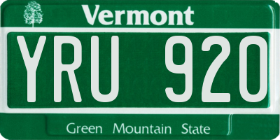 VT license plate YRU920