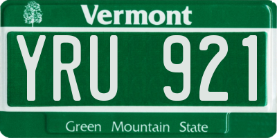 VT license plate YRU921