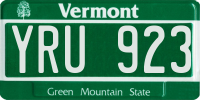 VT license plate YRU923