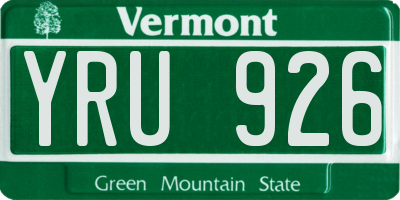VT license plate YRU926