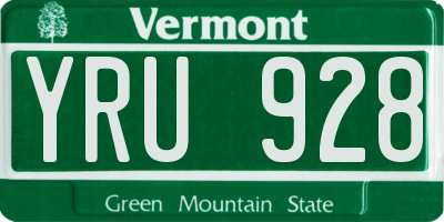 VT license plate YRU928