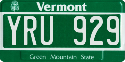 VT license plate YRU929