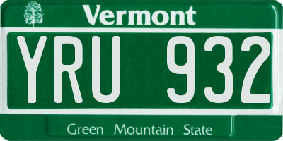 VT license plate YRU932