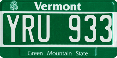 VT license plate YRU933
