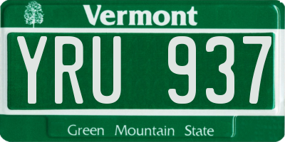 VT license plate YRU937