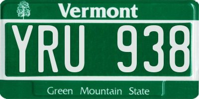 VT license plate YRU938