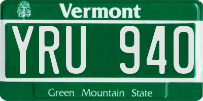 VT license plate YRU940