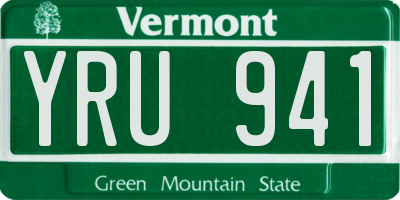 VT license plate YRU941