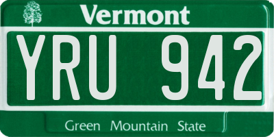 VT license plate YRU942