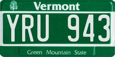 VT license plate YRU943
