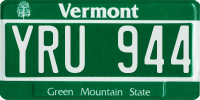 VT license plate YRU944