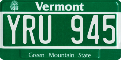 VT license plate YRU945