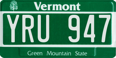 VT license plate YRU947