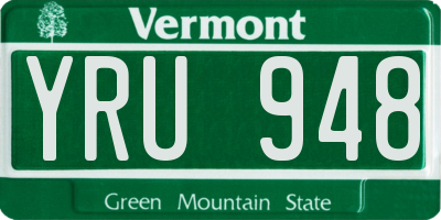 VT license plate YRU948