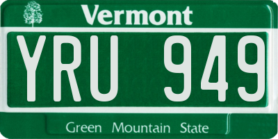 VT license plate YRU949