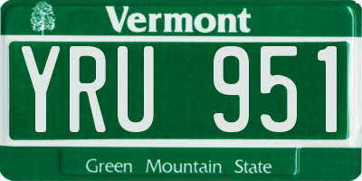 VT license plate YRU951