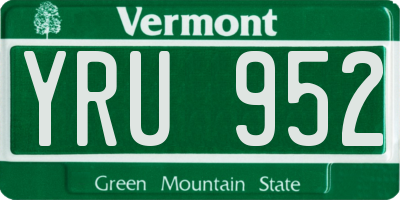 VT license plate YRU952