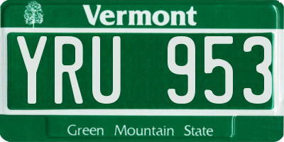 VT license plate YRU953