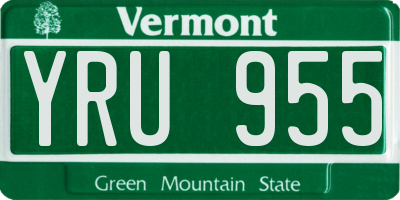 VT license plate YRU955