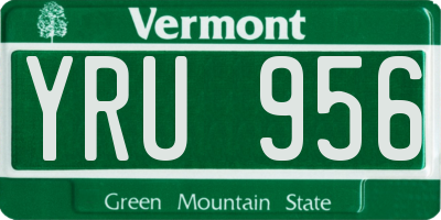 VT license plate YRU956