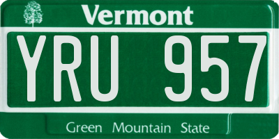VT license plate YRU957
