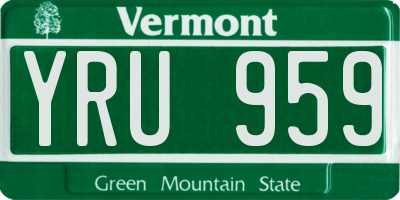 VT license plate YRU959