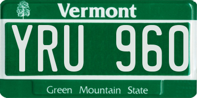VT license plate YRU960