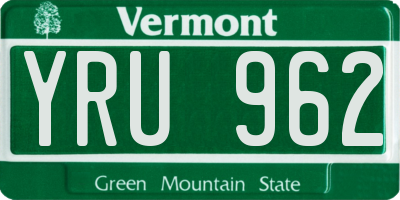 VT license plate YRU962