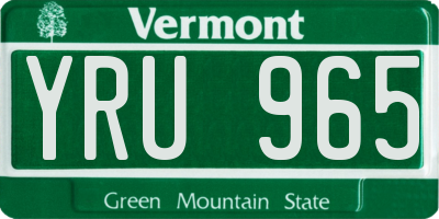 VT license plate YRU965