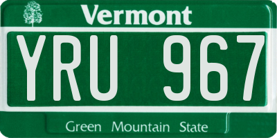 VT license plate YRU967