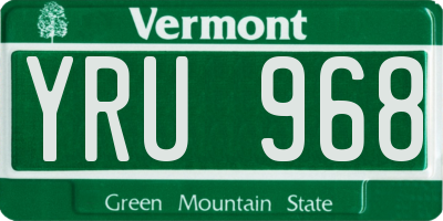VT license plate YRU968