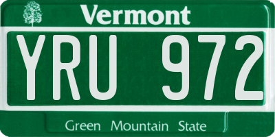 VT license plate YRU972