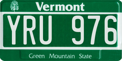 VT license plate YRU976