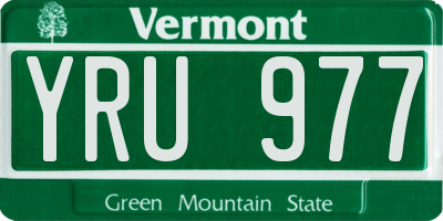 VT license plate YRU977