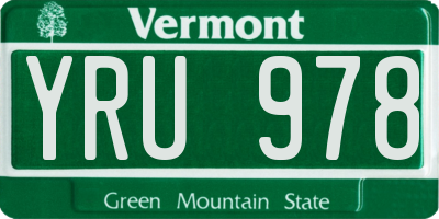 VT license plate YRU978
