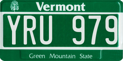 VT license plate YRU979