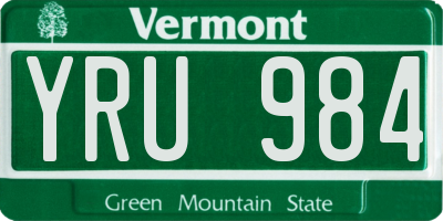 VT license plate YRU984