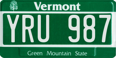 VT license plate YRU987