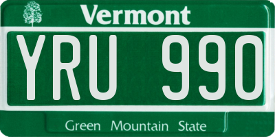 VT license plate YRU990