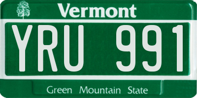 VT license plate YRU991